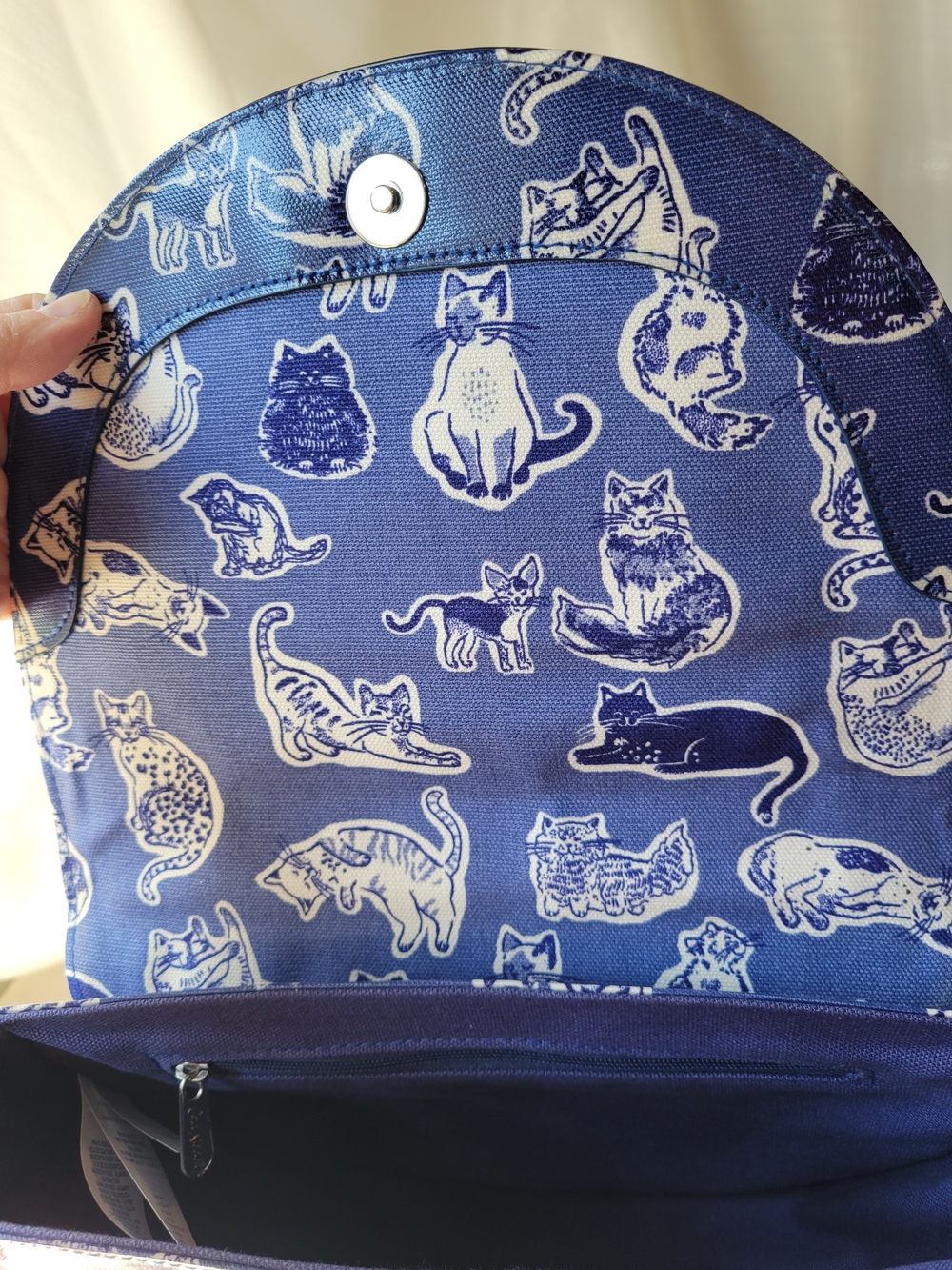 Cath Kidston Coated Canvas Navy Cat Print Crossbody Bag - Picture 6 of 7